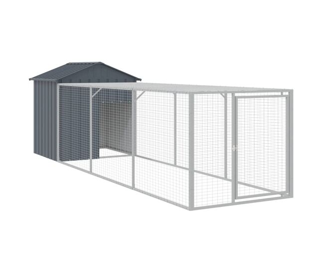 Vidaxl gallinero con corral acero galvanizado gris 117x405x123 cm