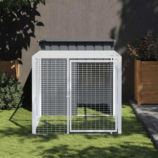 vidaXL Gaiola para galinhas com corredor antracite 110x201x110 cm aço galvanizado