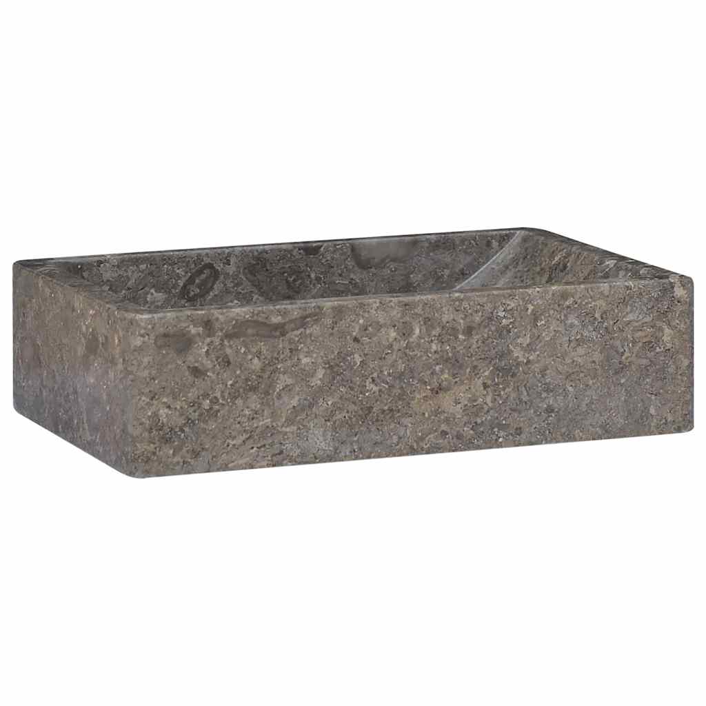 Vidaxl lavabo de mármol gris con brillo 45x30x12 cm