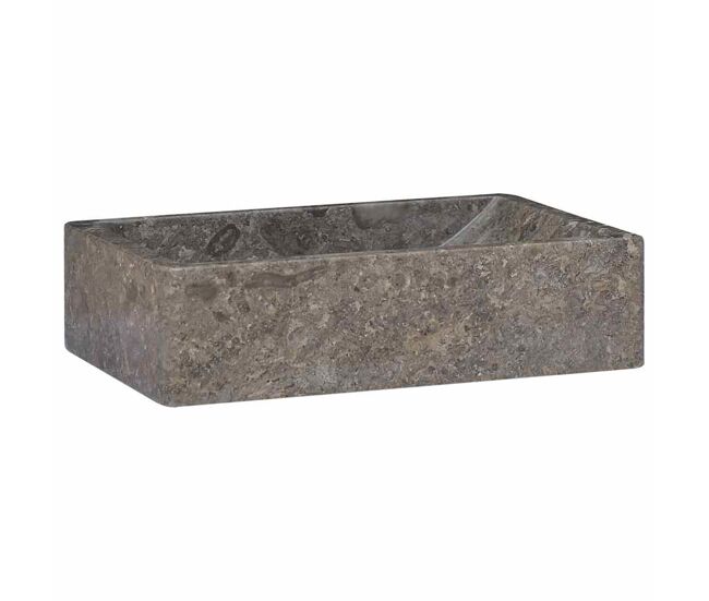 Vidaxl lavabo de mármol gris con brillo 45x30x12 cm