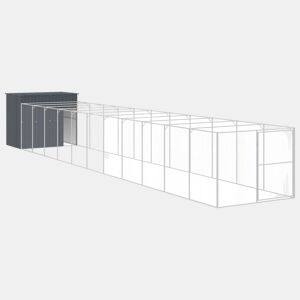 vidaXL Casota p cães c parque 214x1273x181cm aço galvaniz. antracite
