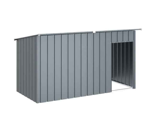 Vidaxl caseta perros con tejado acero galvanizado gris 196x91x110 cm