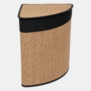 Cesto de roupa suja de canto 48 l bambu e tecido preto