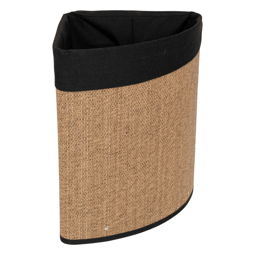 Cesto de roupa suja de canto 48 l bambu e tecido preto