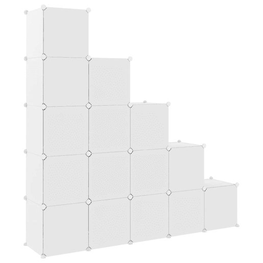 vidaXL Armário de arrumação infantil com 15 cubos PP branco