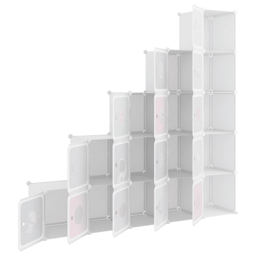 vidaXL Armário de arrumação infantil com 15 cubos PP branco