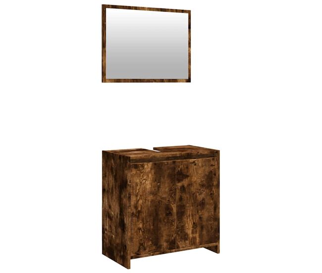 Vidaxl set de muebles baño 2 pzas madera contrachapada roble ahumado