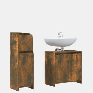 vidaXL 3 pcs conjunto de móveis WC madeira processada carvalho fumado
