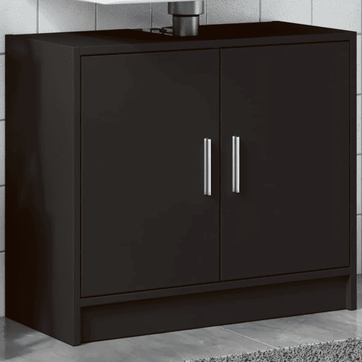 vidaXL Armário de lavatório 63x29x55 cm derivados de madeira preto