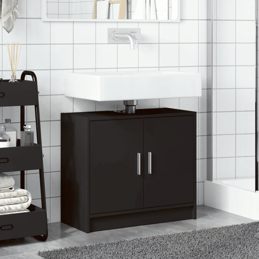 vidaXL Armário de lavatório 63x29x55 cm derivados de madeira preto