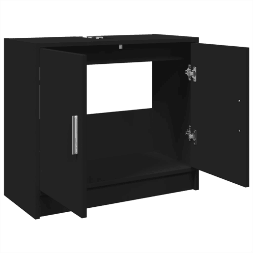 vidaXL Armário de lavatório 63x29x55 cm derivados de madeira preto