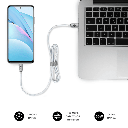 Cabo USB-C para USB-C Subblim OPTIMUS Branco 1 m