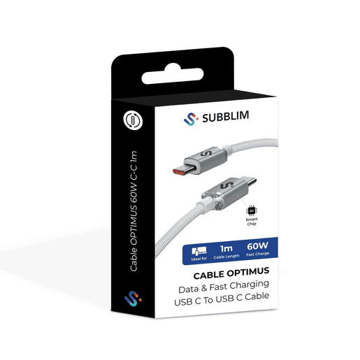 Cabo USB-C para USB-C Subblim OPTIMUS Branco 1 m