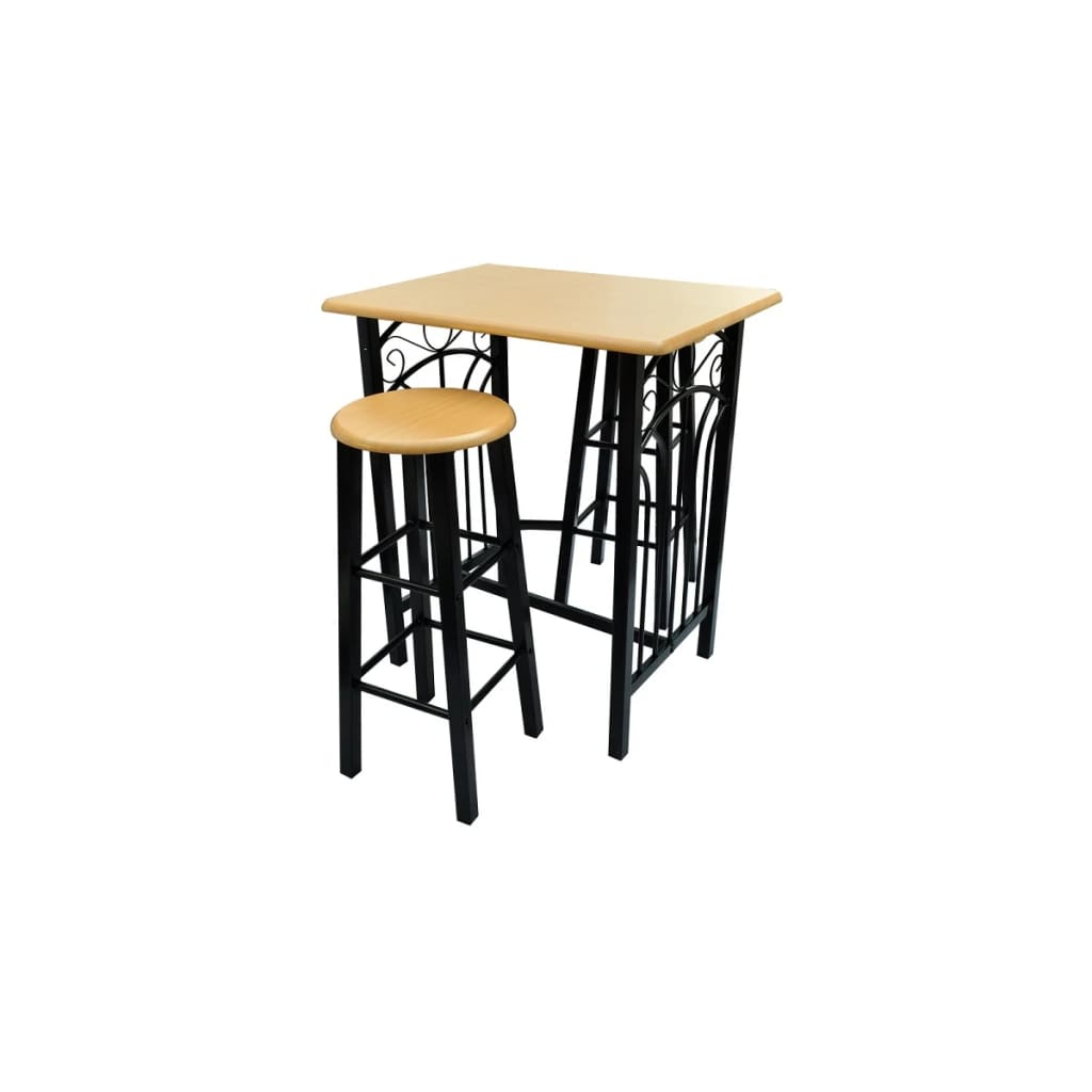 Set de comedor risueñor mesa alta + 2 taburete negro/natural