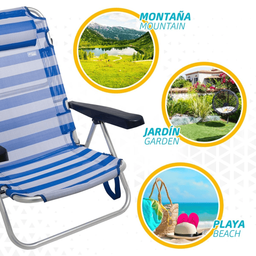 Cadeira de Campismo Acolchoada Colorbaby Marinheiro 48 x 48,5 x 84 cm Branco Azul Marinho