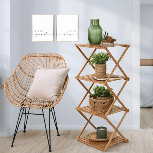 Prateleira de armazenamento Well Home com 4 prateleiras em bambu Alt.93,5cm