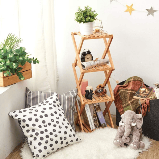 Prateleira de armazenamento Well Home com 4 prateleiras em bambu Alt.93,5cm