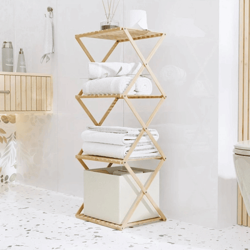 Prateleira de armazenamento Well Home com 4 prateleiras em bambu Alt.93,5cm