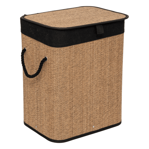 Cesto de roupa suja retangular 60 l bambu e tecido preto Cesto de roupa suja retangular 60 l bambu e tecido preto