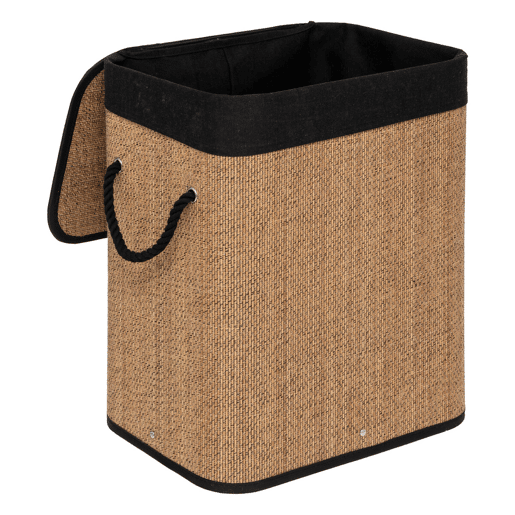 Cesto de roupa suja retangular 60 l bambu e tecido preto Cesto de roupa suja retangular 60 l bambu e tecido preto