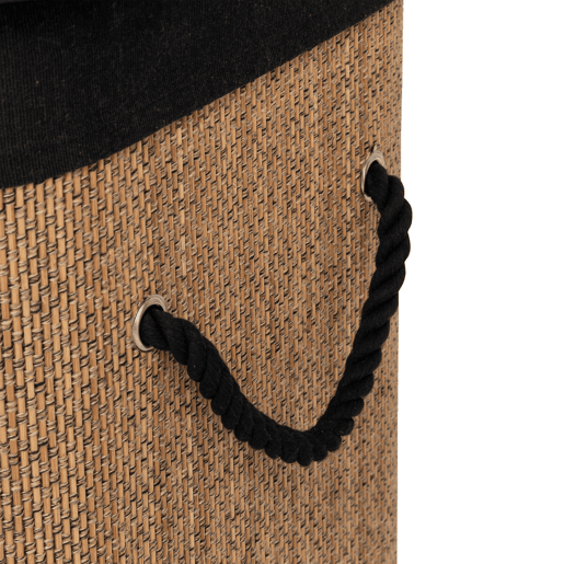 Cesto de roupa suja retangular 60 l bambu e tecido preto Cesto de roupa suja retangular 60 l bambu e tecido preto