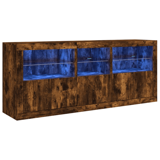 vidaXL Aparador com luzes LED 162x37x67 cm carvalho fumado vidaXL Aparador com luzes LED 162x37x67 cm carvalho fumado