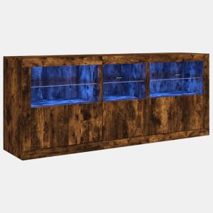 vidaXL Aparador com luzes LED 162x37x67 cm carvalho fumado