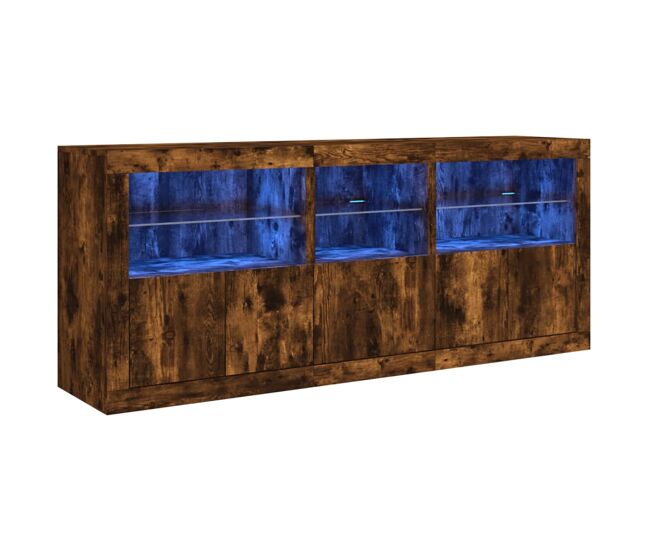 Vidaxl aparador con luces led roble ahumado 162x37x67 cm