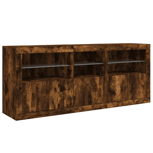 vidaXL Aparador com luzes LED 162x37x67 cm carvalho fumado vidaXL Aparador com luzes LED 162x37x67 cm carvalho fumado