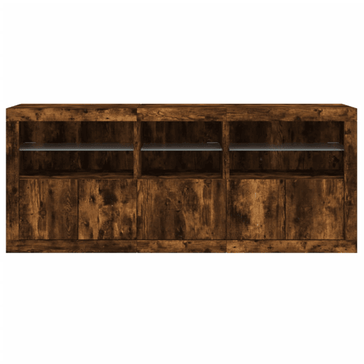 vidaXL Aparador com luzes LED 162x37x67 cm carvalho fumado vidaXL Aparador com luzes LED 162x37x67 cm carvalho fumado