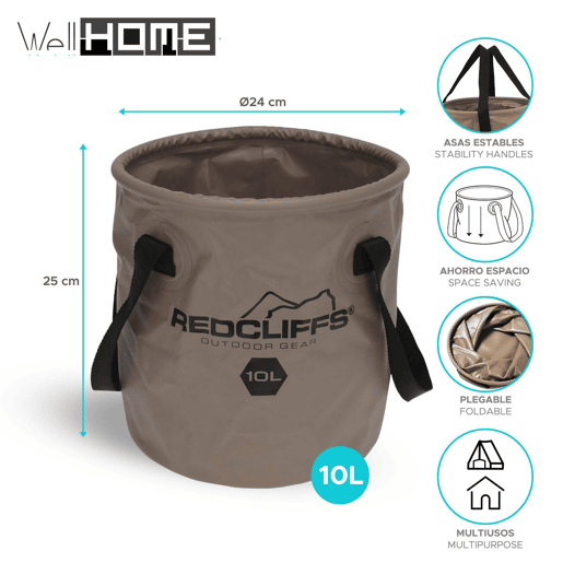 Balde dobrável Well Home com alças redondas Ø24x25cm de 10L