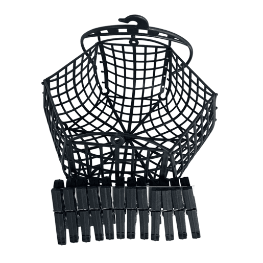 Conjunto de cesto de plástico preto Well Home + pinça
