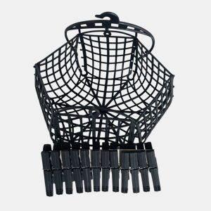 Conjunto de cesto de plástico preto Well Home + pinça