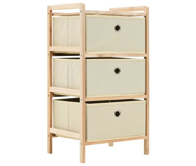 Vidaxl estantería de almacenaje 3 cestas de tela madera de cedro beige