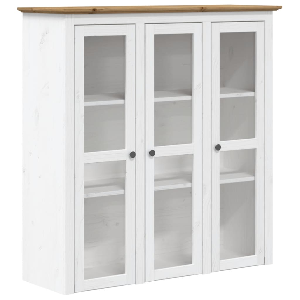 Vidaxl armario con puertas de vidrio bodo madera de pino blanco marrón