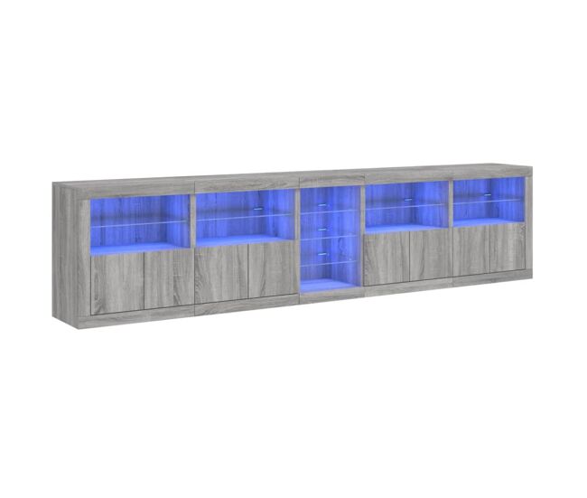 Vidaxl aparador con luces led gris sonoma 283x37x67 cm