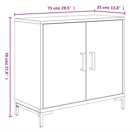 vidaXL Aparador 75x35x70 cm pinho maciço preto