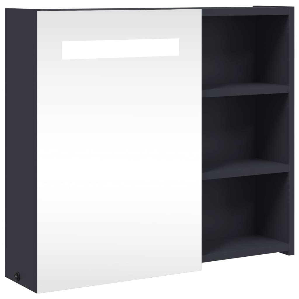 Vidaxl mueble de baño con espejo y luz led gris 60x13x52 cm