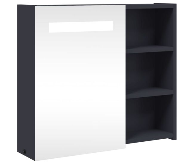 Vidaxl mueble de baño con espejo y luz led gris 60x13x52 cm