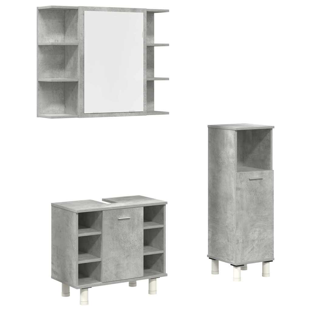 Vidaxl set muebles de baño 2 piezas madera contrachapada gris hormigón