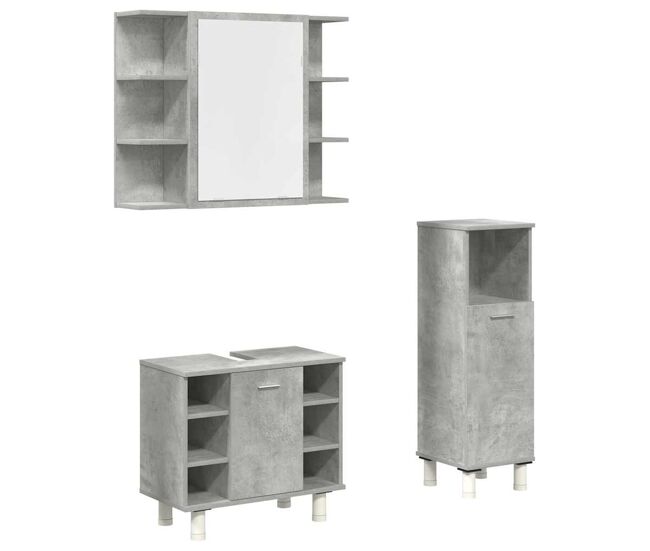 Vidaxl set muebles de baño 2 piezas madera contrachapada gris hormigón