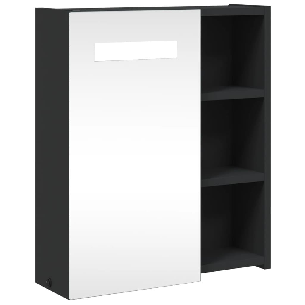 Vidaxl mueble de baño con espejo y luz led negro 45x13x52 cm