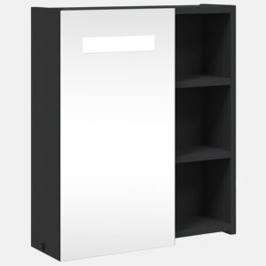 vidaXL Armário espelhado p casa de banho c LEDs 45x13x52 cm preto