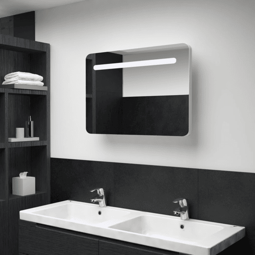vidaXL Armário espelhado para casa de banho com LED 80x9,5x55 cm vidaXL Armário espelhado para casa de banho com LED 80x9,5x55 cm