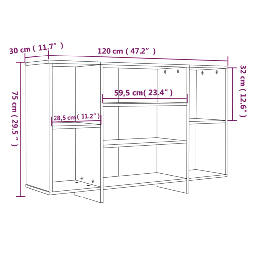 vidaXL Aparador 120x30x75 cm derivados de madeira branco