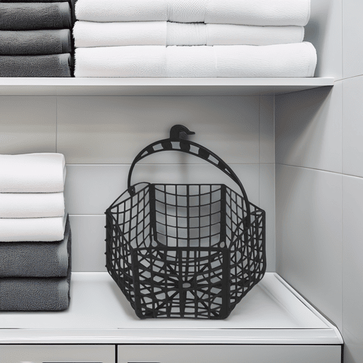 Cesto de prendedor de roupa Well Home em plástico preto