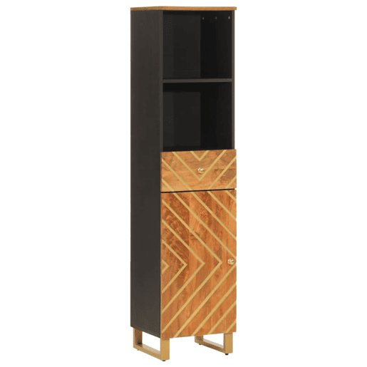 vidaXL Armário para WC 38x33,5x160 cm mangueira maciça castanhopreto vidaXL Armário para WC 38x33,5x160 cm mangueira maciça castanhopreto