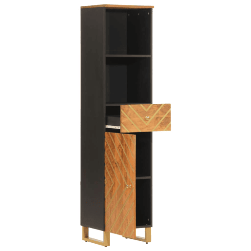 vidaXL Armário para WC 38x33,5x160 cm mangueira maciça castanhopreto vidaXL Armário para WC 38x33,5x160 cm mangueira maciça castanhopreto