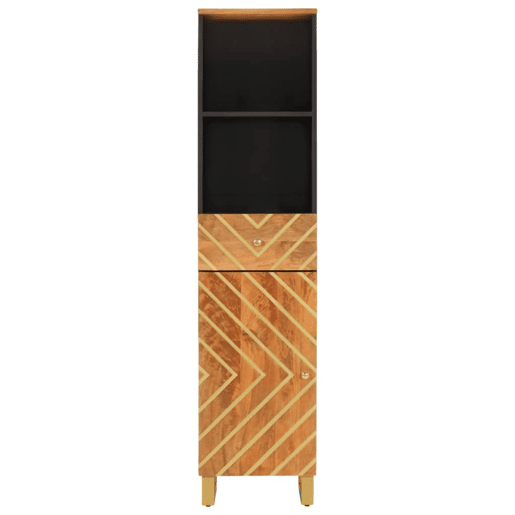 vidaXL Armário para WC 38x33,5x160 cm mangueira maciça castanhopreto vidaXL Armário para WC 38x33,5x160 cm mangueira maciça castanhopreto