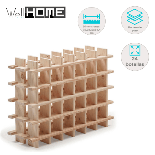 Well Home Adega Modular para 24 Garrafas em Madeira 75,9x22x54,5cm